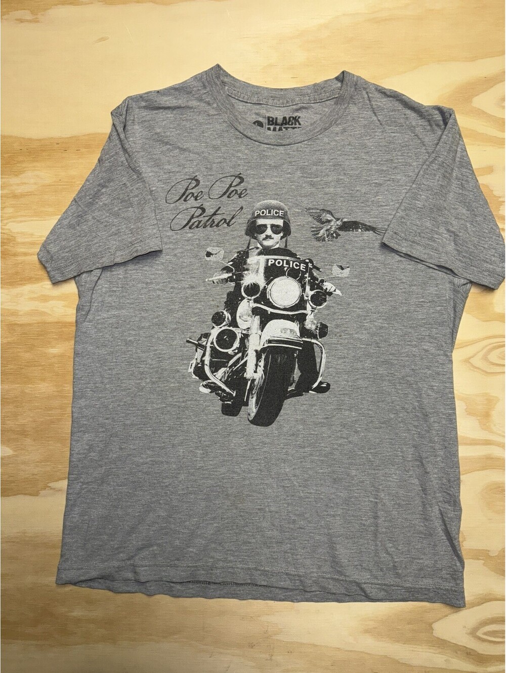 Black Matter Men’s L Gray Paw Patrol Police Motorcycle Graphic Crew Neck T-Shirt